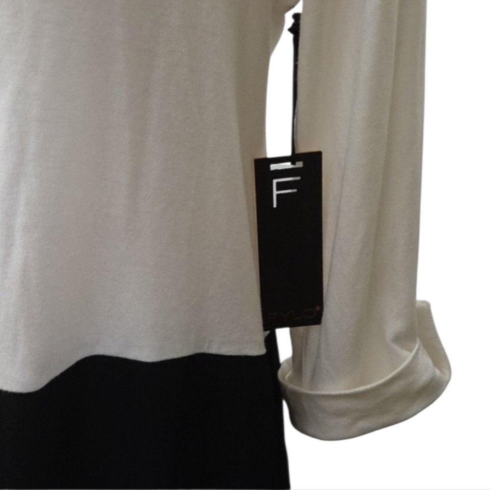 NWT FYLO Two-Tone Black and Cream Button-Down Shirt - Women - Picture 3 of 5